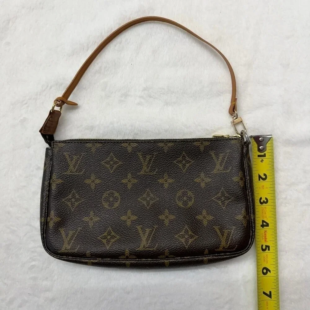 Louis Vuitton Monogram Pochette Accessories Brown Vachetta Strap